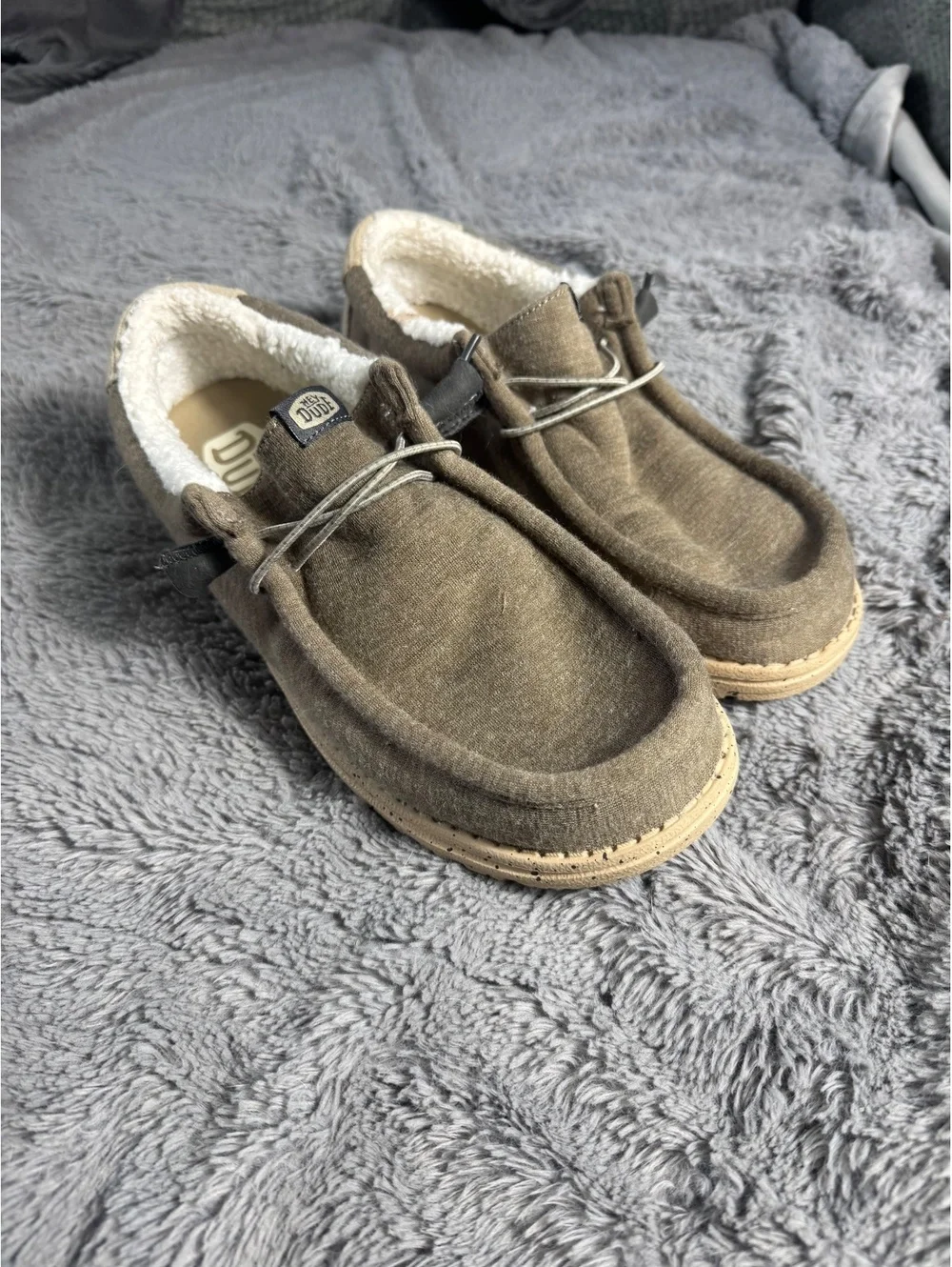 Hey Dude Wally Wool Beige White Men's Slip-On Shoes Size 10